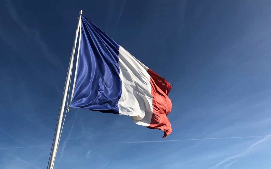 drapeau de la France en le ciel bleu